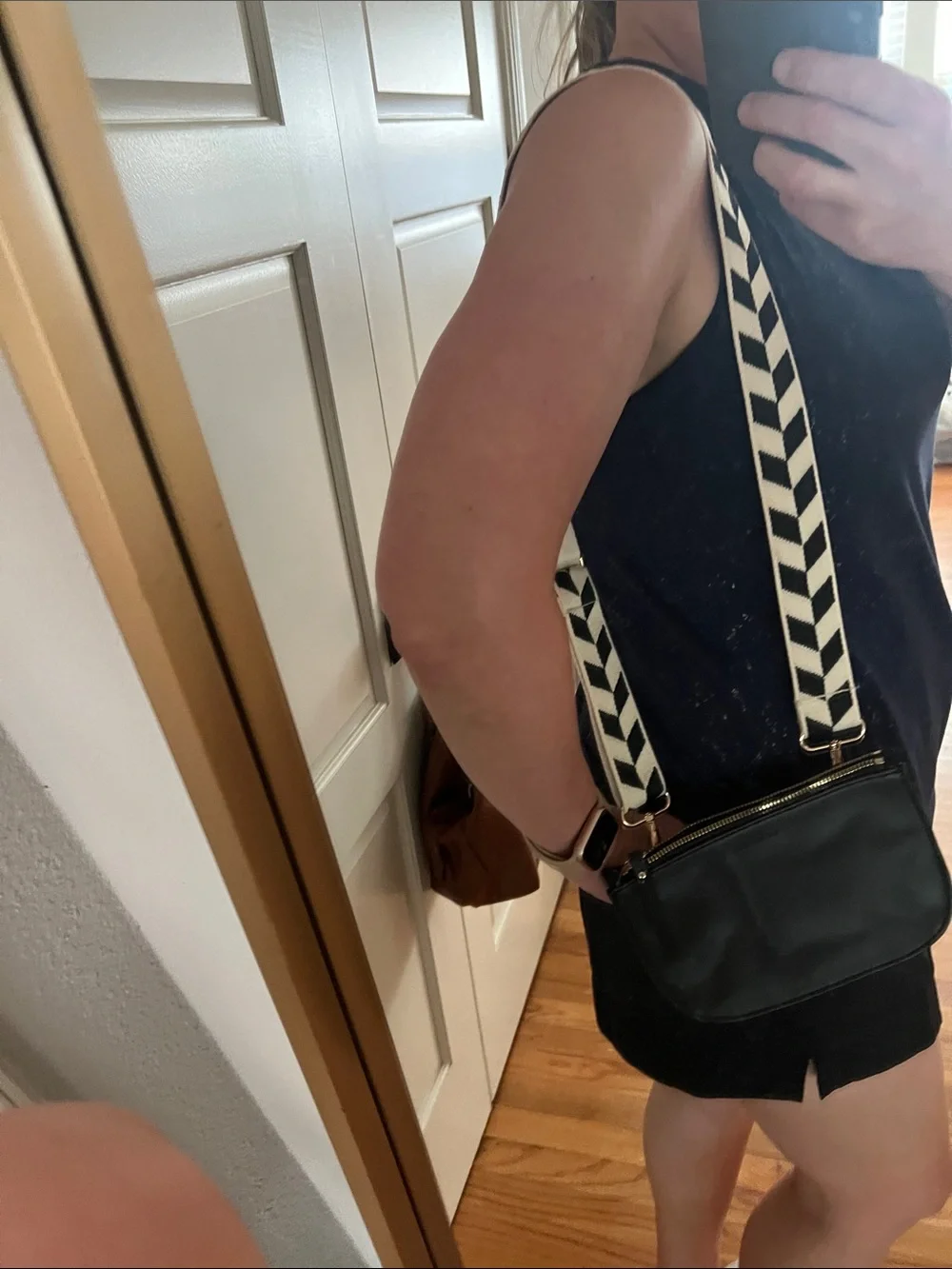 Canvas strap replacement chevron cream and black adjustable guitar strap